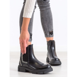 Yes Mile Czarne Botki Z Cyrkoniami 2