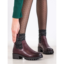 M.Daszyński Wsuwane Botki Na Platformie czerwone 1