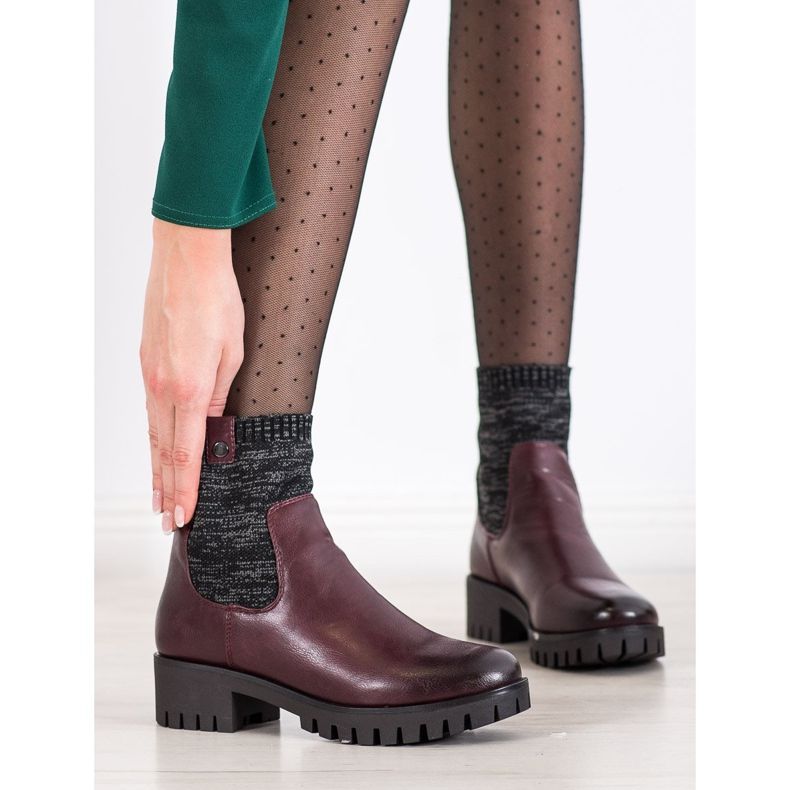 M.Daszyński Wsuwane Botki Na Platformie czerwone 1