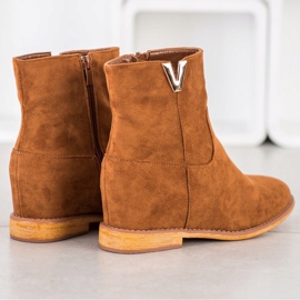 Sergio Todzi Eleganckie Botki Na Koturnie brązowe 2