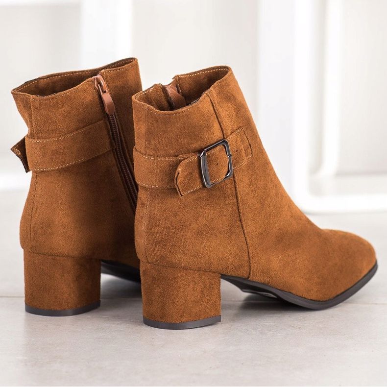 Sabatina Camelowe Botki Ze Sprzączką brązowe wielokolorowe 1