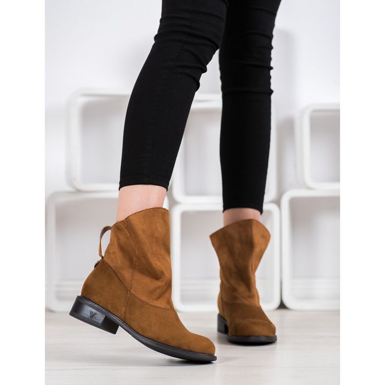 Weide Botki Z Szeroką Cholewką brązowe żółte 1