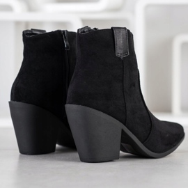 Small Swan Modne Botki W Szpic czarne 1