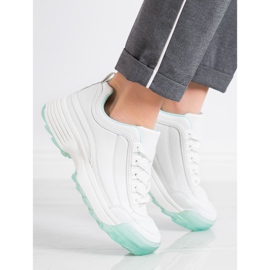 Kylie Modne Sneakersy białe zielone 2