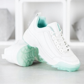 Kylie Modne Sneakersy białe zielone 3