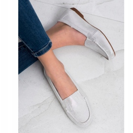 Filippo Błyszczące Mokasyny Ze Skóry srebrny 2