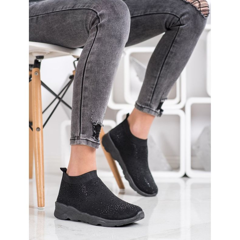 Goodin Czarne Slipony Z Kryształkami 2