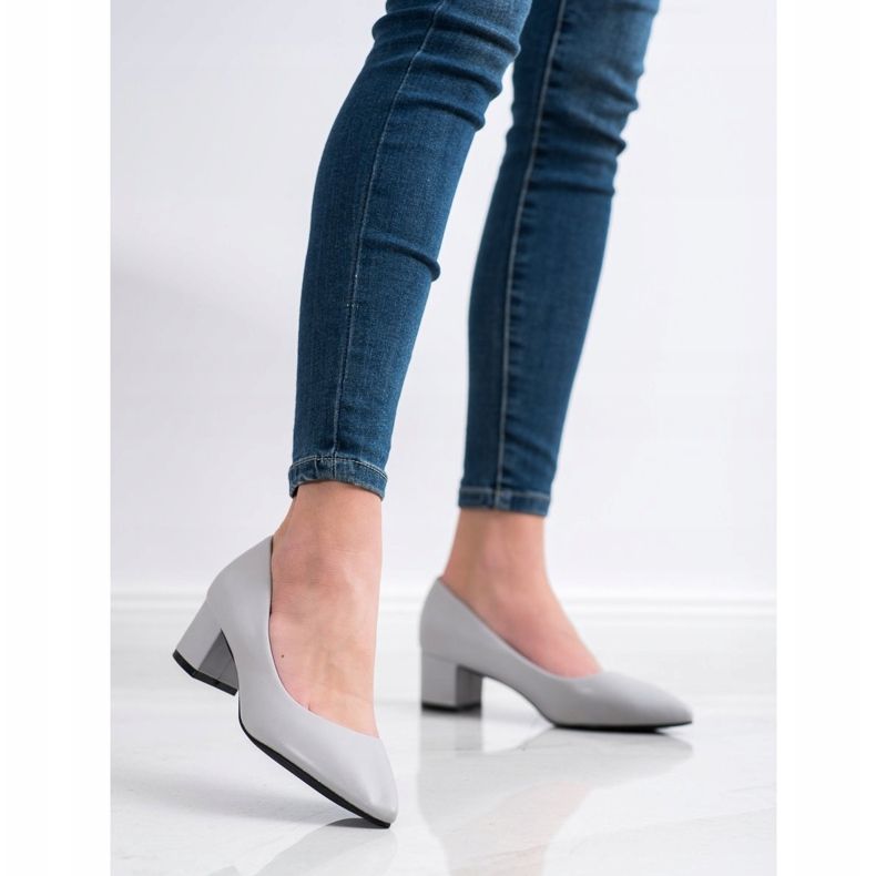 Goodin Czółenka Na Niskim Słupku szare 1