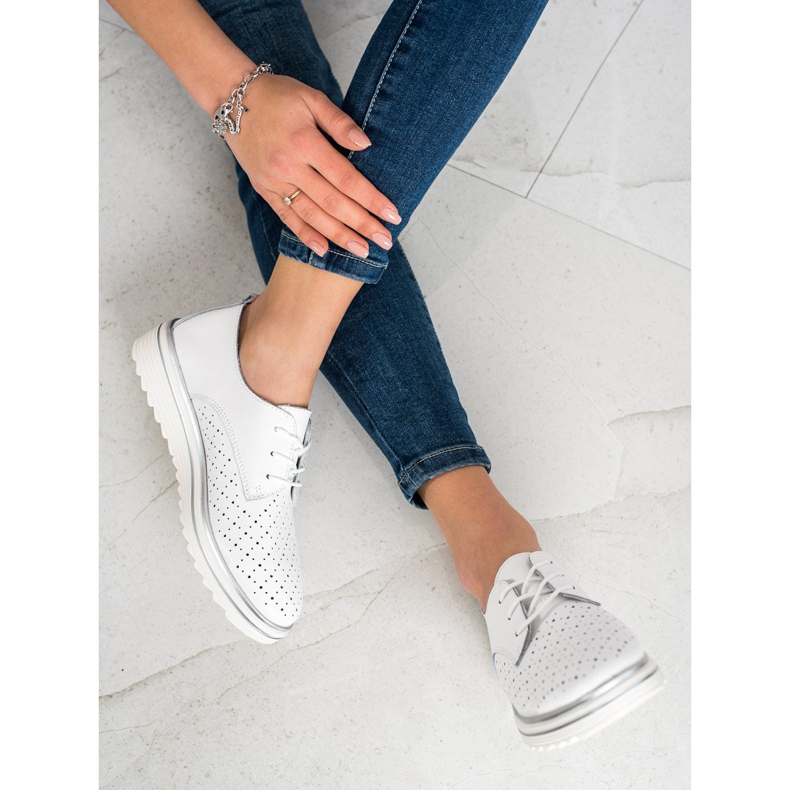 Kylie Skórzane Półbuty Na Platformie białe 2