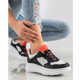 SHELOVET Casualowe Sneakersy Z Eko Skóry białe czarne 3