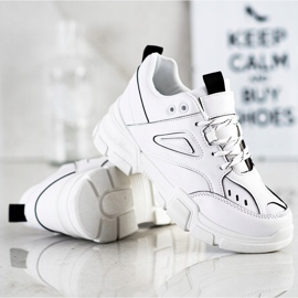 SHELOVET Modne Białe Sneakersy czarne 2