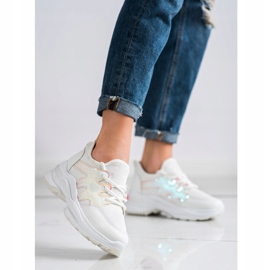 SHELOVET Wiosenne Sneakersy Z Efektem Holo białe 1