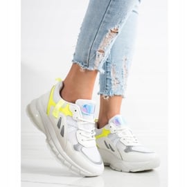 SHELOVET Sneakersy na platformie z siateczką białe wielokolorowe 2