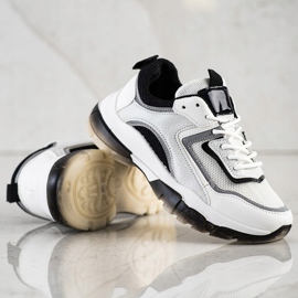 Ideal Shoes Sneakersy Z Brokatową Wstawką białe 4