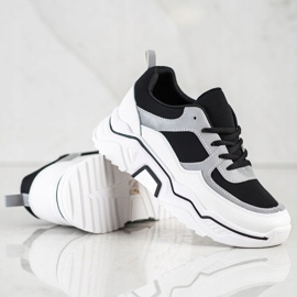 SHELOVET Wygodne Sportowe Sneakersy białe czarne srebrny 1