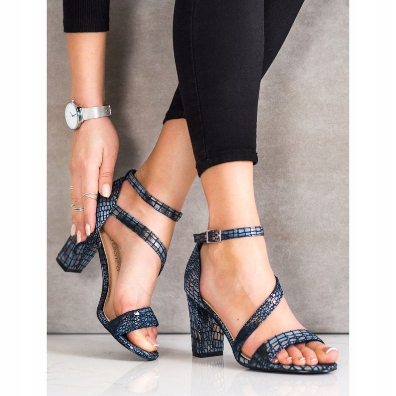 Sandały Snake Print Sergio Leone niebieskie 2