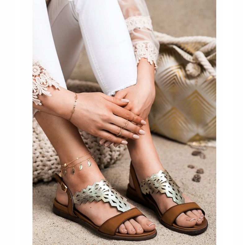 Modne Sandałki Sergio Leone brązowe 1