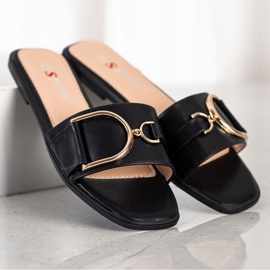 Seastar Eleganckie Klapki Z Ozdobą czarne 1