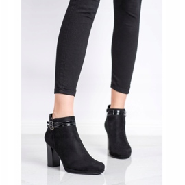 M.Daszyński Eleganckie Botki Z Paskami czarne 1