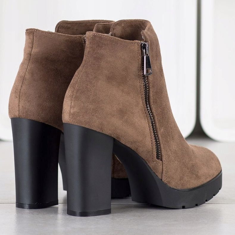 Small Swan Botki Na Wysokim Obcasie brązowe 1