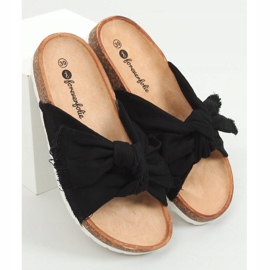 Klapki na korku bawełniane czarne WS11 Black 1