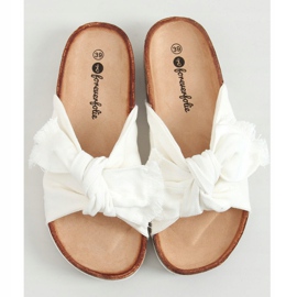 Klapki na korku bawełniane białe WS11 White 1