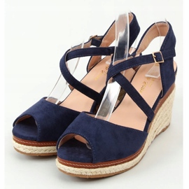 Espadryle na koturnie open toe granatowe FG19 Blue 1