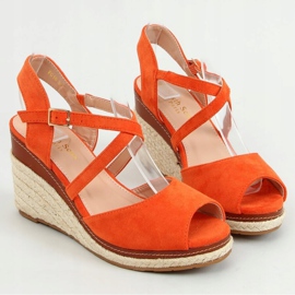 Espadryle na koturnie open toe pomarańczowe FG19 Orange 1