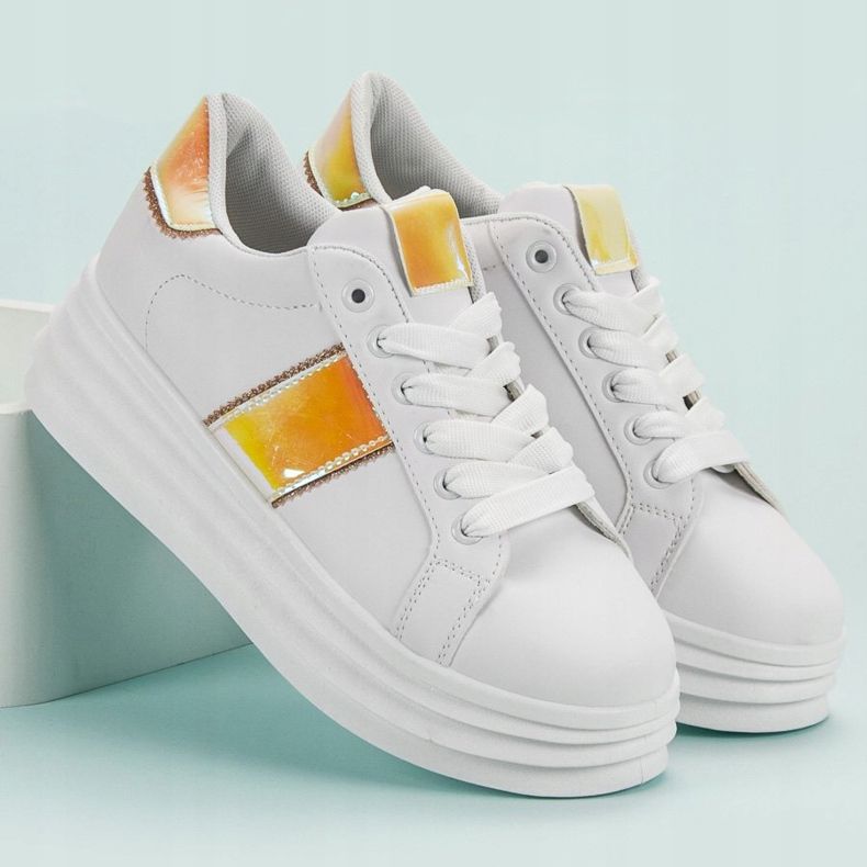 SHELOVET Białe Obuwie Na Platformie 1