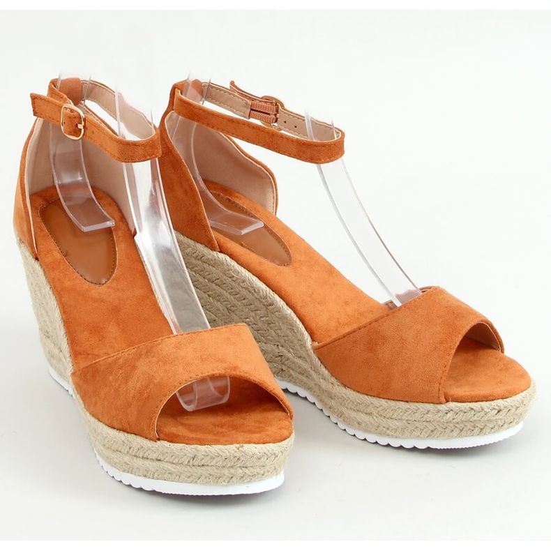 Sandałki espadryle na koturnie camel 888-89 Camel brązowe 1