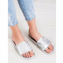 Small Swan Klapki Z Eko Skóry LOVE&HATE srebrny 1