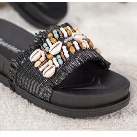 Seastar Czarne Klapki Z Muszelkami 1