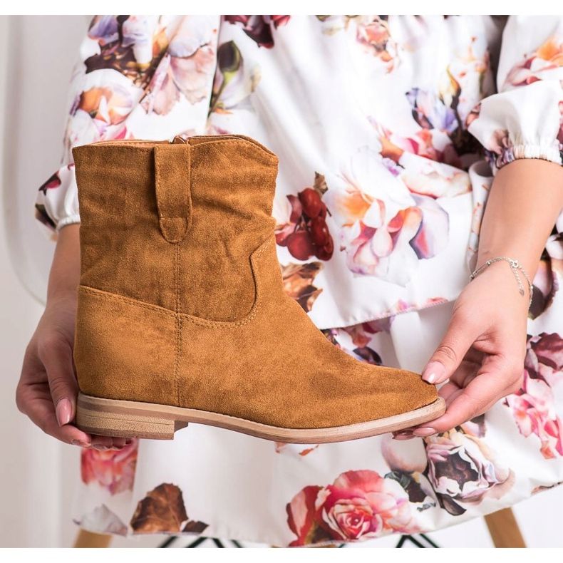 Seastar Ocieplane Kowbojki Na Koturnie brązowe 2