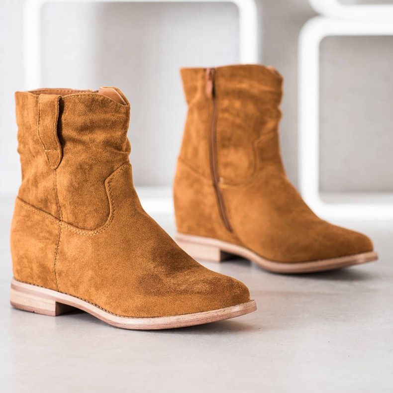 Seastar Ocieplane Kowbojki Na Koturnie brązowe 1