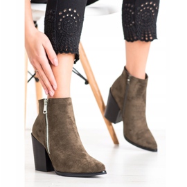 Marquiz Ciepłe Botki Z Ozdobnym Suwakiem brązowe zielone 2