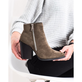 Marquiz Ciepłe Botki Z Ozdobnym Suwakiem brązowe zielone 1