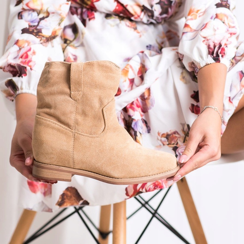 Seastar Ocieplane Kowbojki Na Koturnie beżowy 1