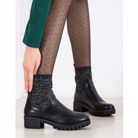 M.Daszyński Wsuwane Botki Na Platformie czarne 1