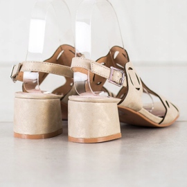 Kylie Eleganckie Sandały Z Ażurowym Wzorem beżowy 1