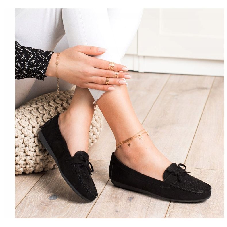 Best Shoes Casualowe Mokasyny Z Zamszu czarne 1