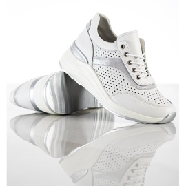 Goodin Skórzane Sneakersy Z Ażurowym Wzorem białe 1