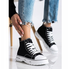 SHELOVET Czarne Wysokie Trampki 2