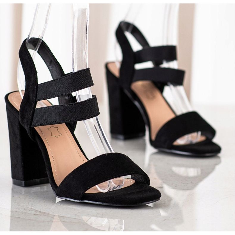 Evento Wsuwane Sandały Na Słupku czarne 1