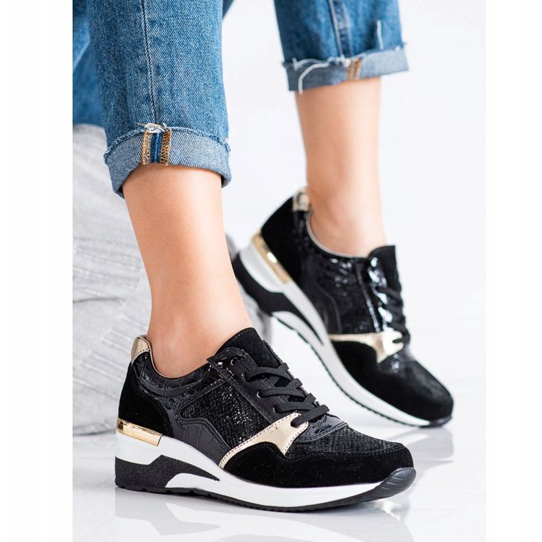 Goodin Wiązane Sneakersy Ze Skóry czarne wielokolorowe 2