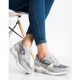 Goodin Szare Sneakersy Ze Skóry Snake Print wielokolorowe 1