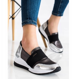 Goodin Srebrne Sneakersy Ze Skóry srebrny szare 1