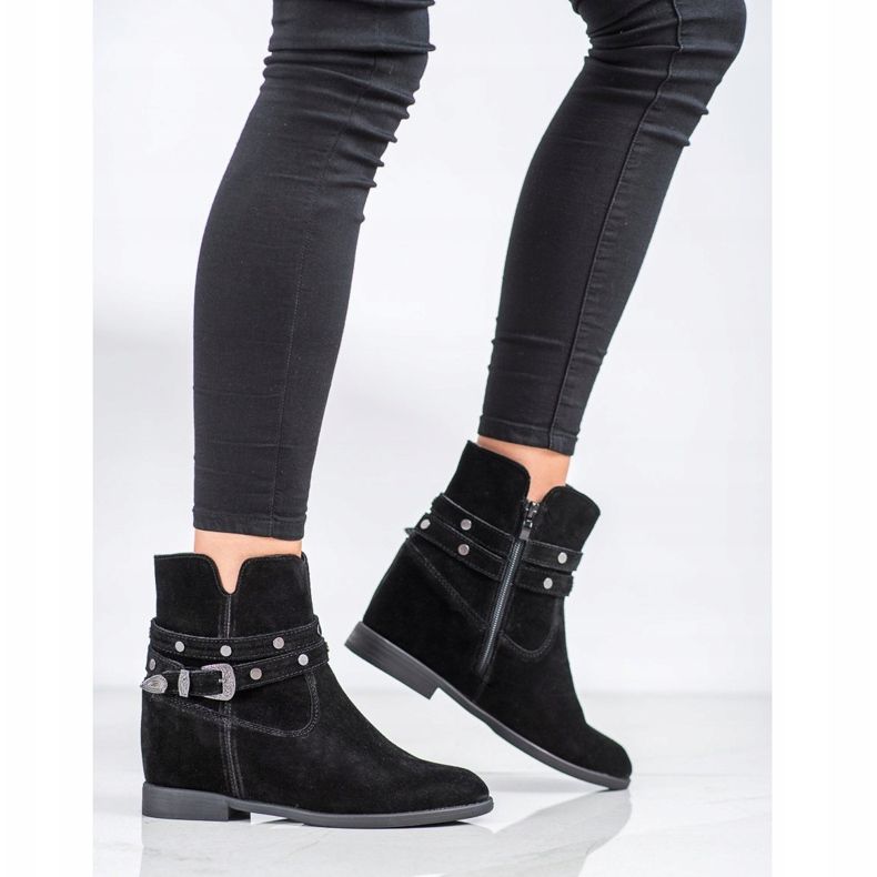 Filippo Zdobione Skórzane Botki czarne 1