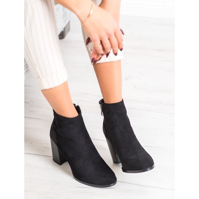 Goodin Ocieplane botki na słupku czarne 2