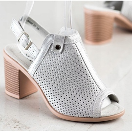 Świecące Sandałki Ze Skóry VINCEZA srebrny 2