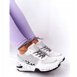 NEWS Damskie Sneakersy Na Koturnie Białe Z Brokatem Avery 21SP26-3974 czarne srebrny 3
